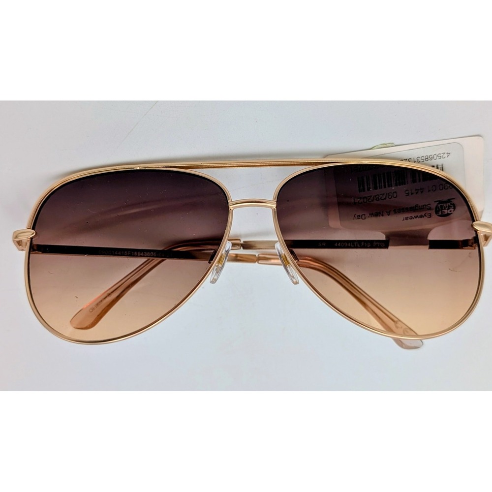 A New Day Women's Gold & White  Wire Mirrored Aviation Sunglasses